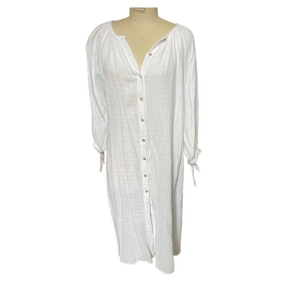 ANAAK White Gauze Midi Length Dress Cover-up Size Medium - Picture 1 of 6